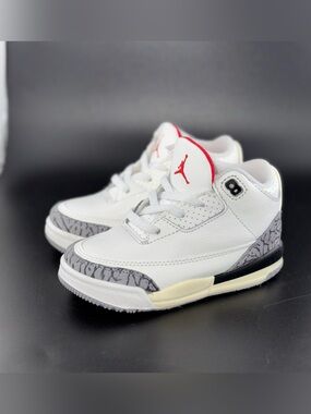 Nike Air Jordan 3 Retro White Cement Kids Sneakers Size 8C